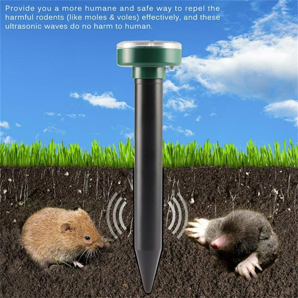 4Pcs Garden Solar Powered Sonic Waves Mole Rodent Mice Pest Repeller Repellent